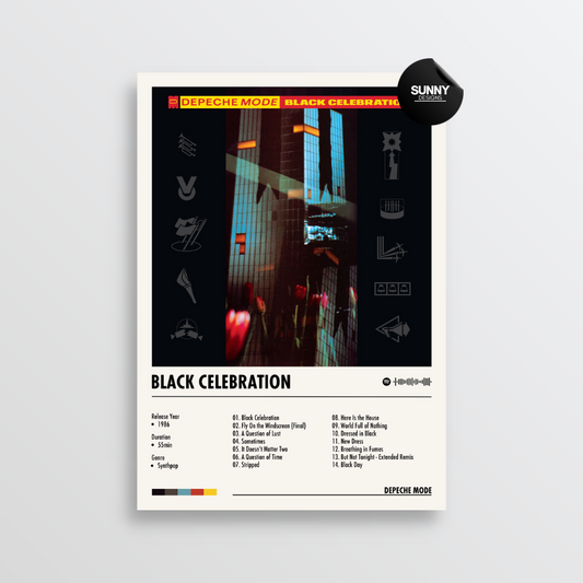 Depeche Mode Black Celebration merch custom album cover poster music poster personalized gifts poster mockup poster template album posters for wall tracklist Sunny Designs Poster
