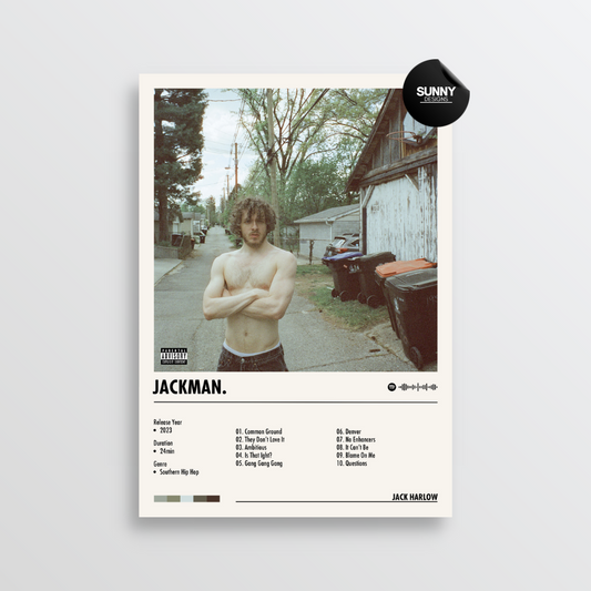 Jack Harlow Jackman. merch custom album cover poster music poster personalized gifts poster mockup poster template album posters for wall Sunny Designs Poster 