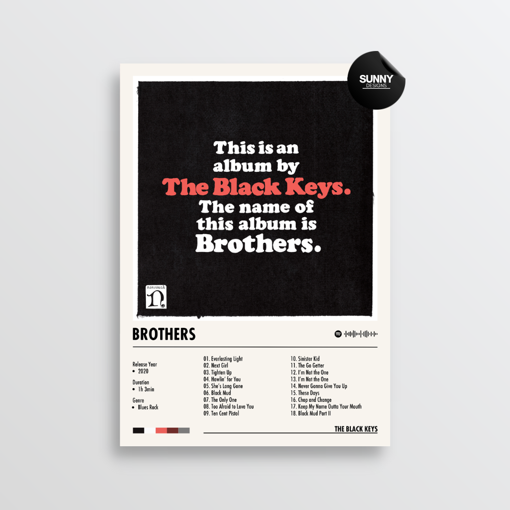 The Black Keys Brothers merch custom album cover poster music poster personalized gifts poster mockup poster template album posters for wall Sunny Designs Poster
