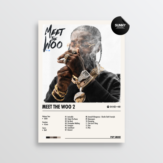 Pop Smoke Meet The Woo 2 merch custom album cover poster music poster personalized gifts poster mockup poster template album posters for wall Sunny Designs Poster 