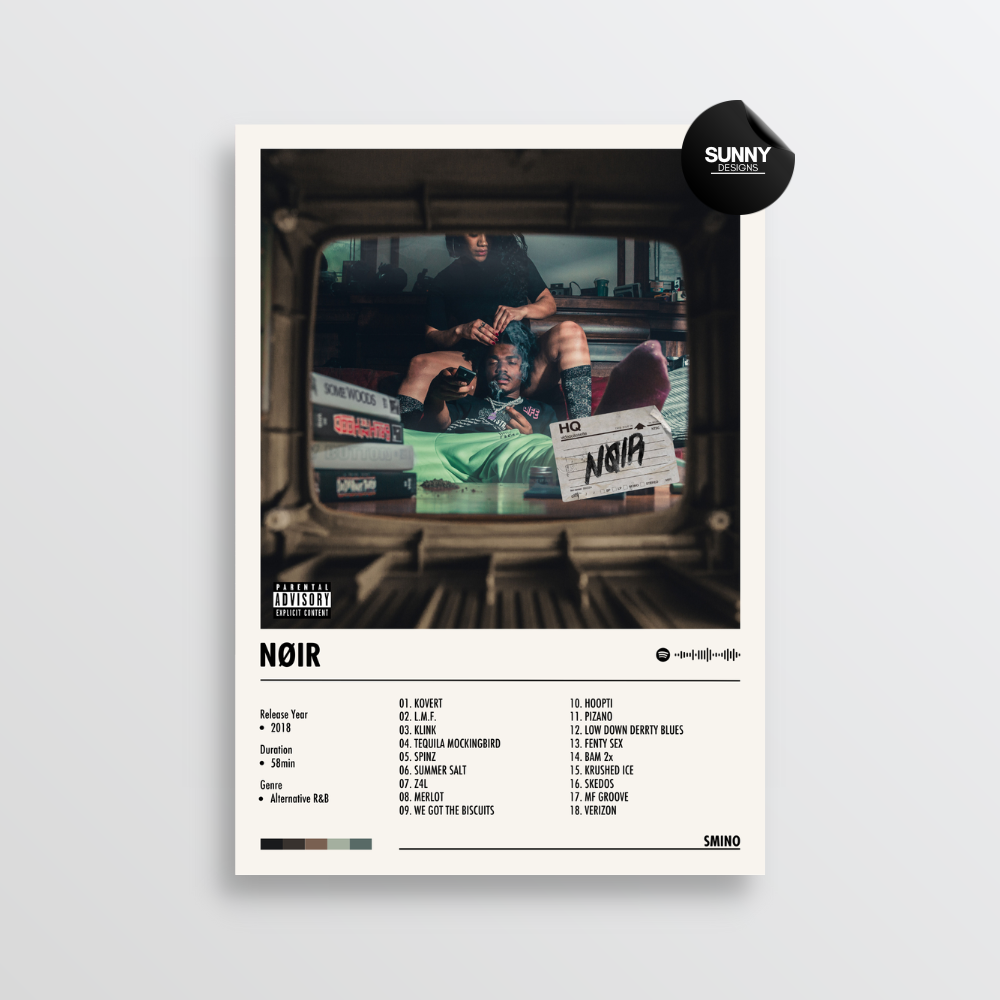 Smino NOIR merch custom album cover poster music poster personalized gifts poster mockup poster template album posters for wall Sunny Designs Poster
