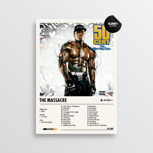 50 Cent The Massacre merch custom album cover poster music poster personalized gifts poster mockup poster template album posters for wall tracklist Sunny Designs Poster
