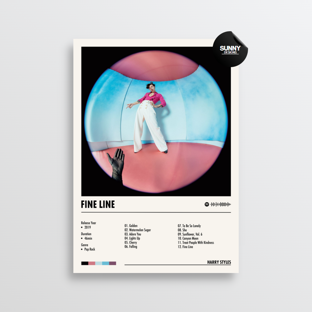 Harry Styles Fine Line merch custom album cover poster music poster personalized gifts poster mockup poster template Sunny Designs Poster