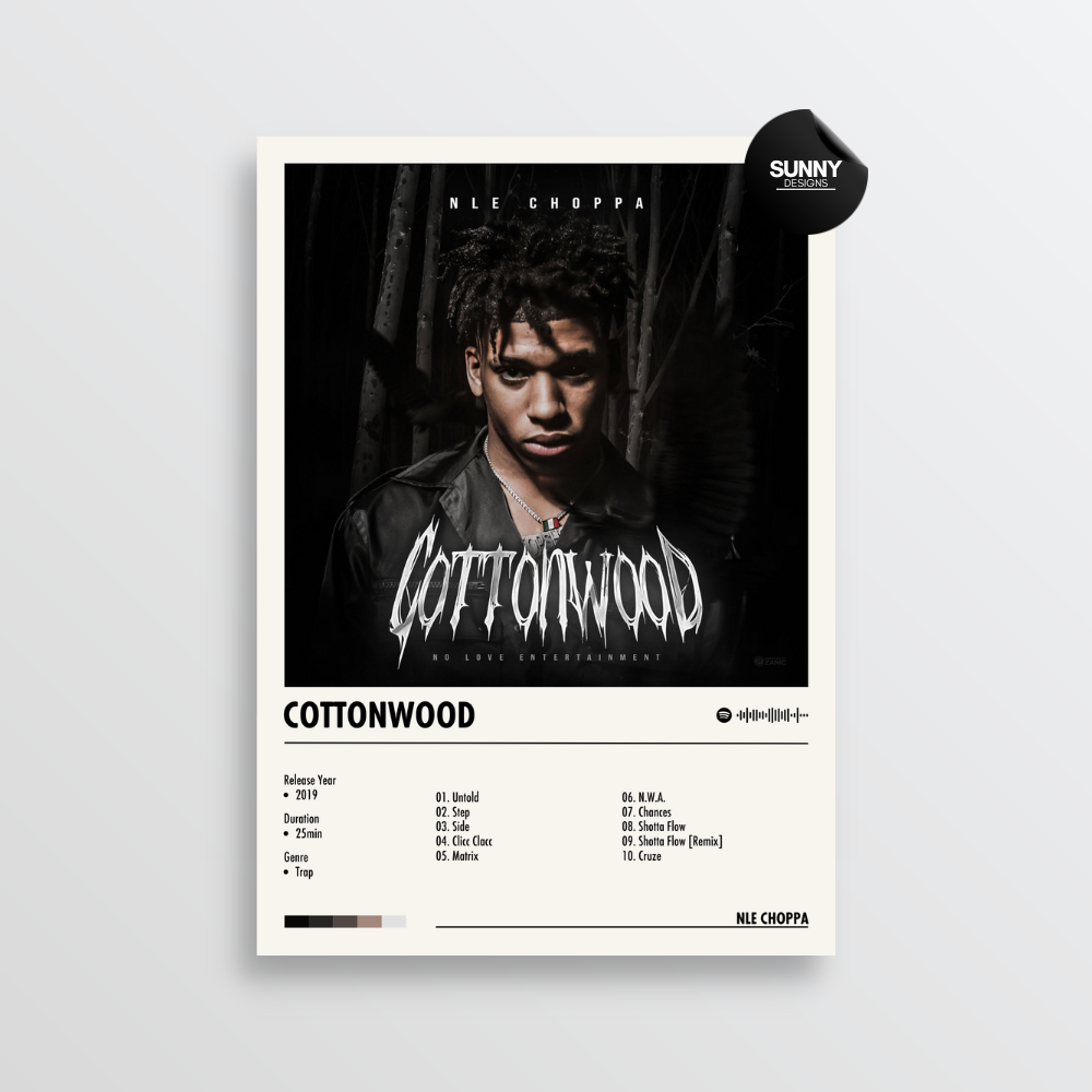 NLE Choppa Cottonwood merch custom album cover poster music poster personalized gifts poster mockup poster template album posters for wall Sunny Designs Poster 