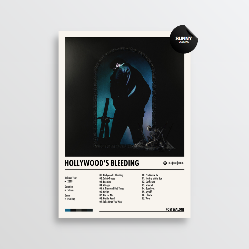 Post Malone Hollywood's Bleeding Album Cover Poster Sunny Designs