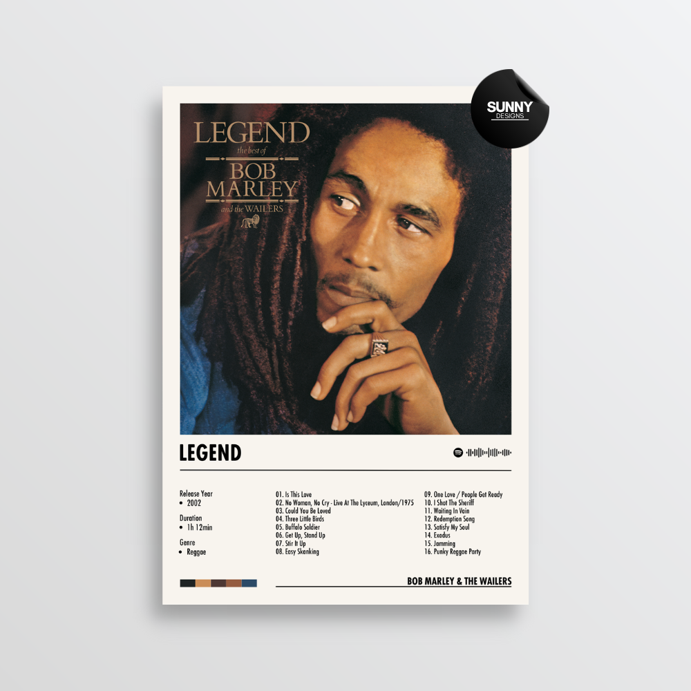 Bob Marley and The Wailers - Legend The Best Of Bob Marley And The Wailers merch custom album cover poster music poster personalized gifts poster mockup poster template album posters for wall Sunny Designs Poster 