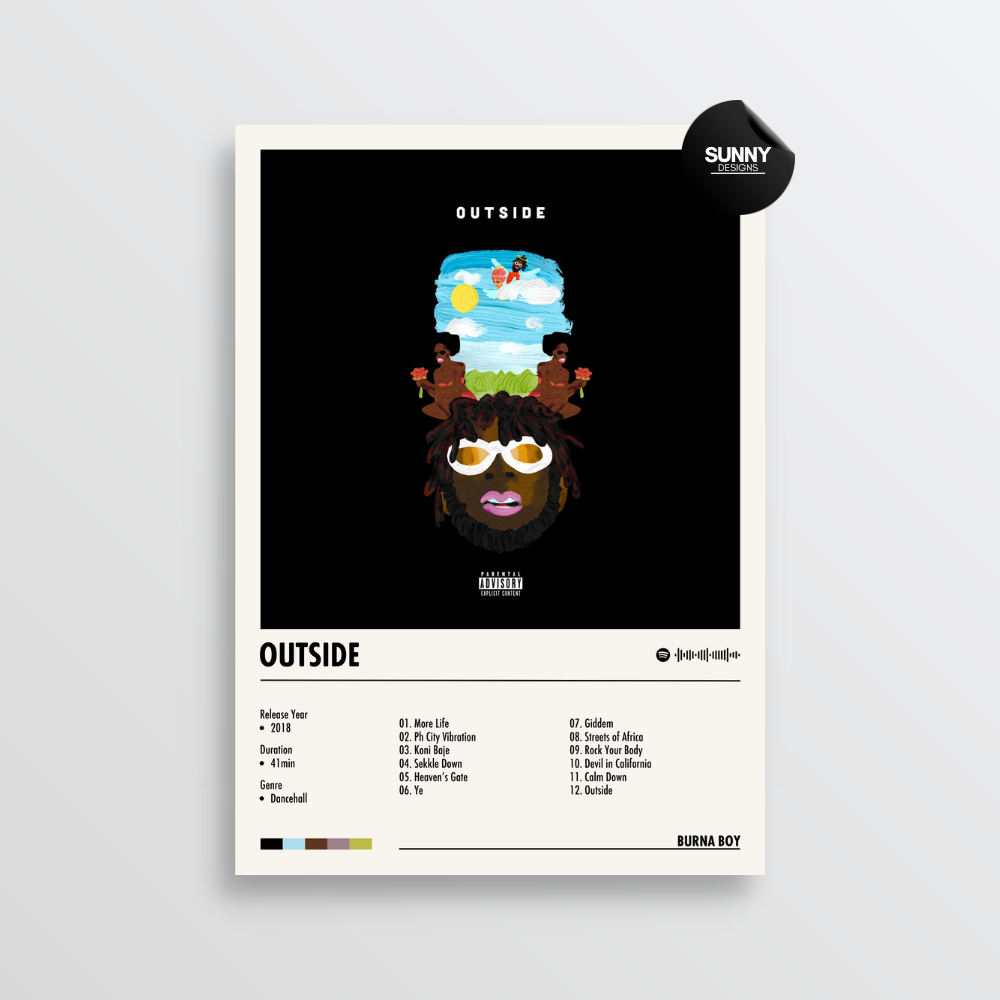 Burna Boy Outside merch custom album cover poster music poster personalized gifts poster mockup poster template album posters for wall Sunny Designs Poster 