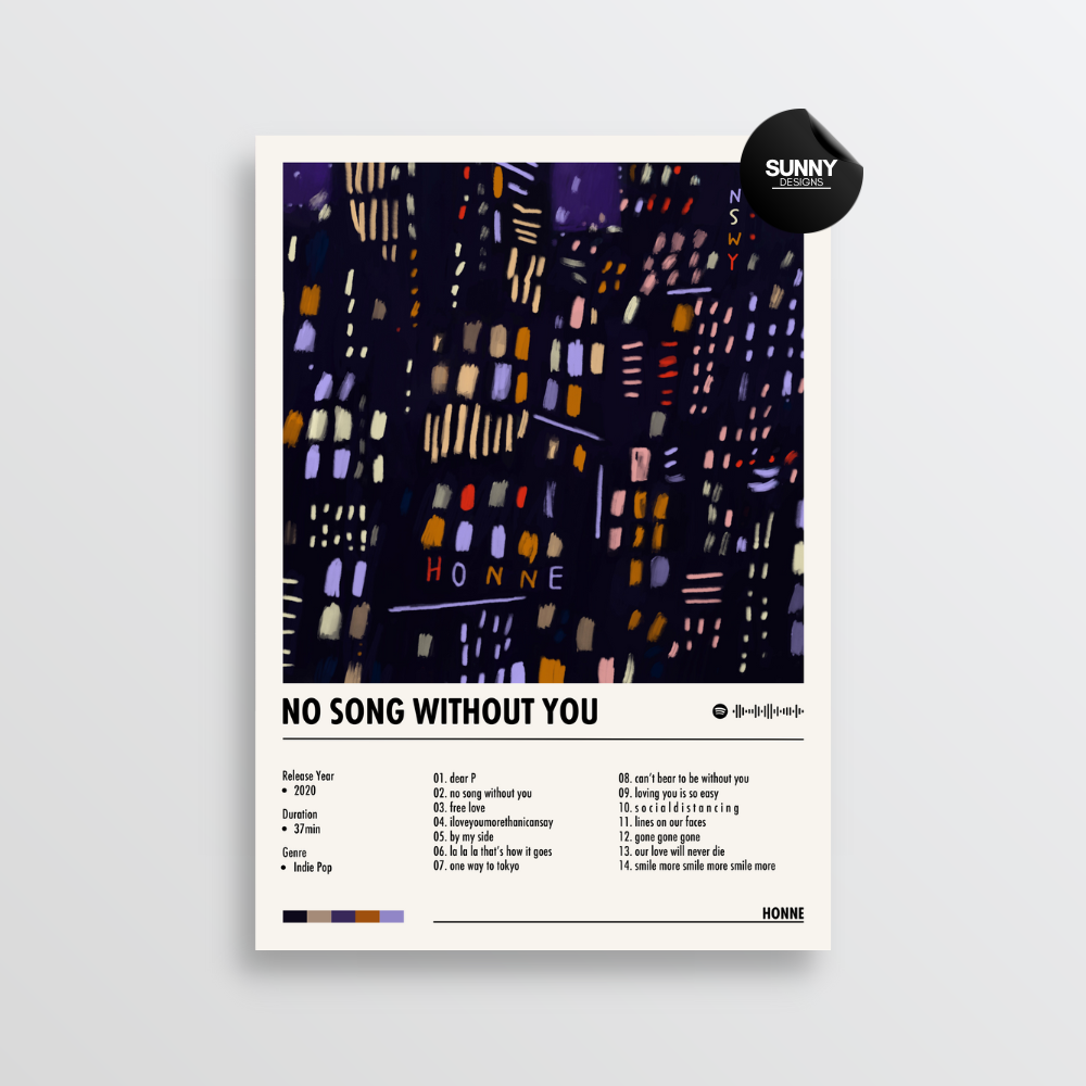 HONNE no song without you merch custom album cover poster music poster personalized gifts poster mockup poster template album posters for wall Sunny Designs Poster 