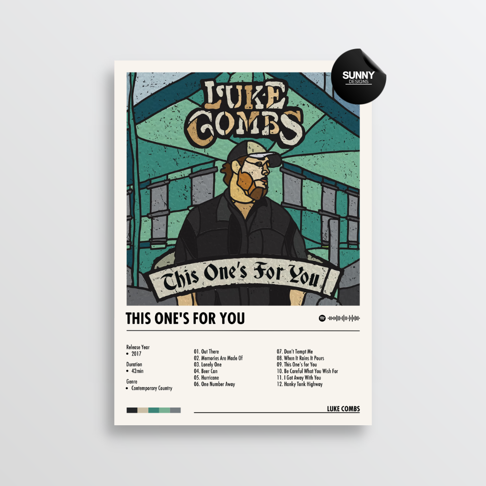 Luke Combs This One's for You merch custom album cover poster music poster personalized gifts poster mockup poster template album posters for wall tracklist Sunny Designs Poster
