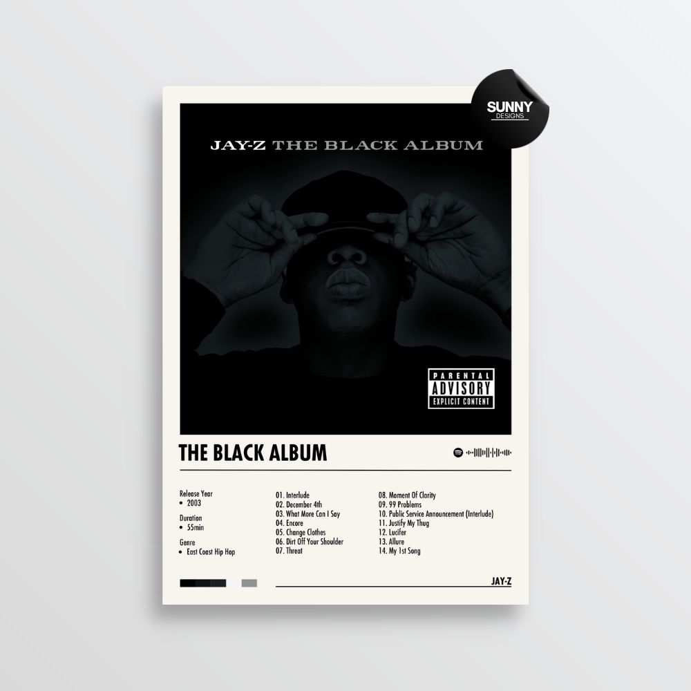 JAY Z The Black Album merch custom album cover poster music poster personalized gifts poster mockup poster template album posters for wall Sunny Designs Poster 