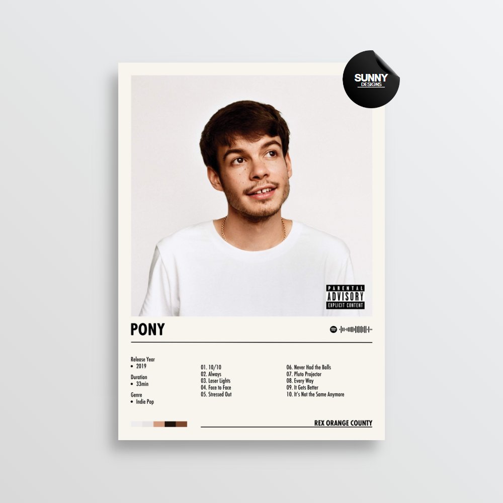 Rex Orange County Pony merch custom album cover poster music poster personalized gifts poster mockup poster template Sunny Designs Poster 