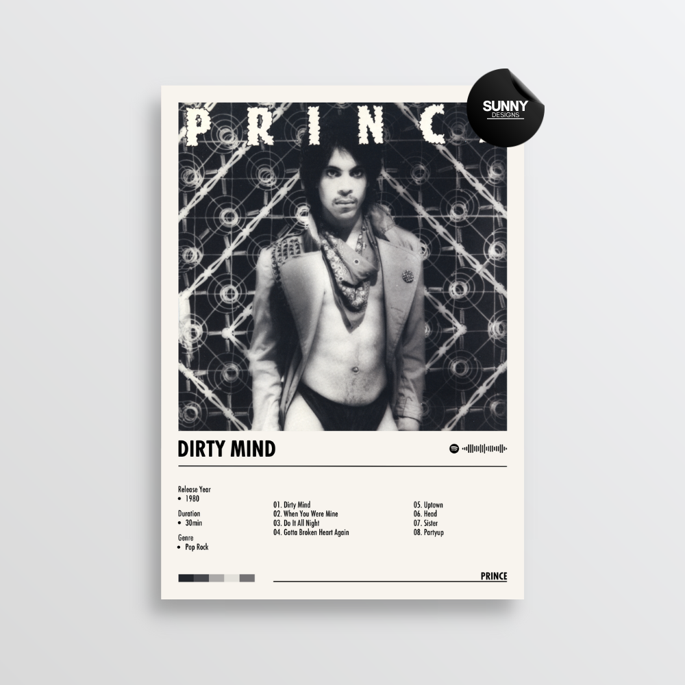 Prince Dirty Mind  merch custom album cover poster music poster personalized gifts poster mockup poster template album posters for wall Sunny Designs Poster 