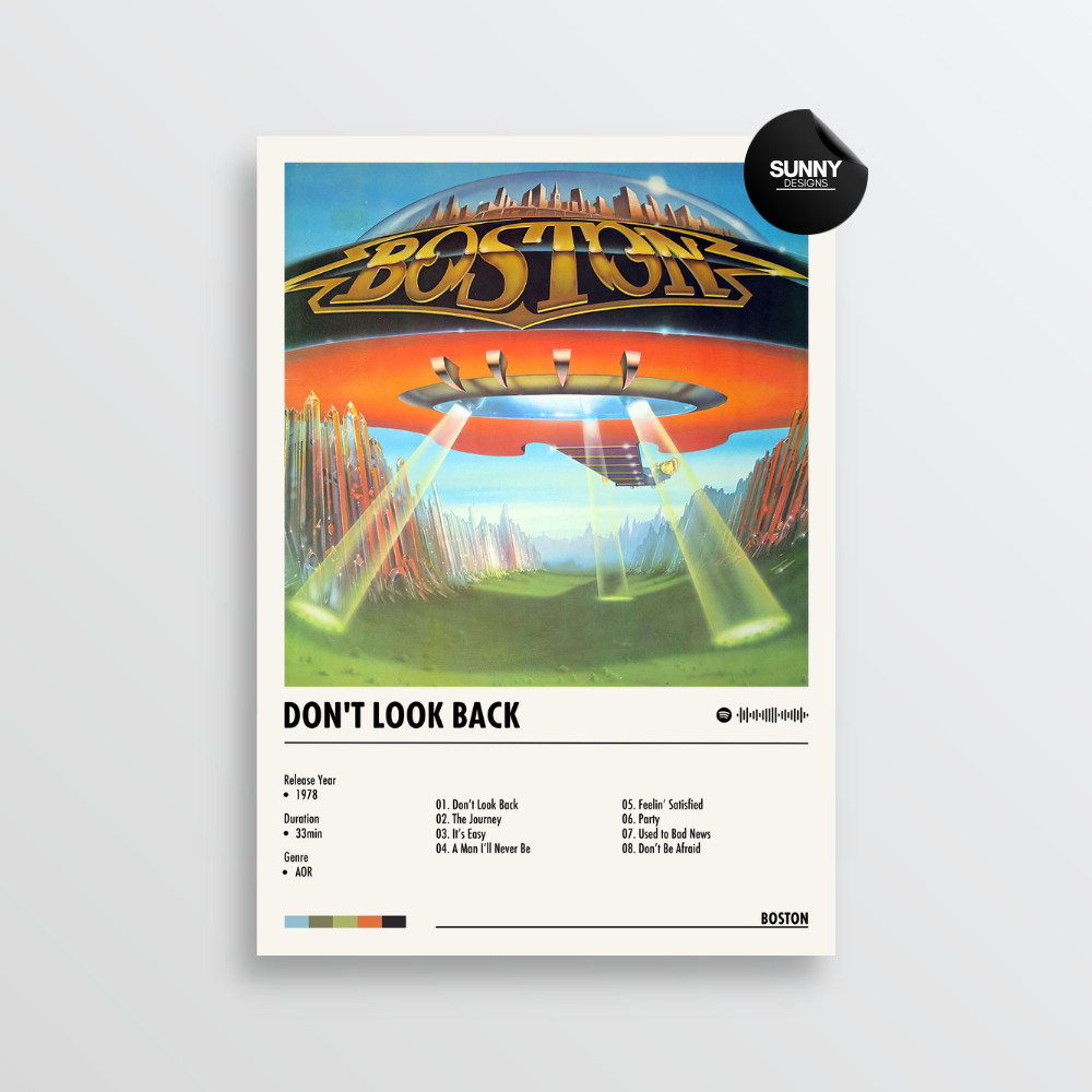 Boston Don't Look Back merch custom album cover poster music poster personalized gifts poster mockup poster template album posters for wall Sunny Designs Poster
