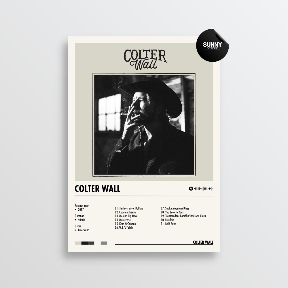 Colter Wall Colter Wall merch custom album cover poster music poster personalized gifts poster mockup poster template album posters for wall Sunny Designs Poster
