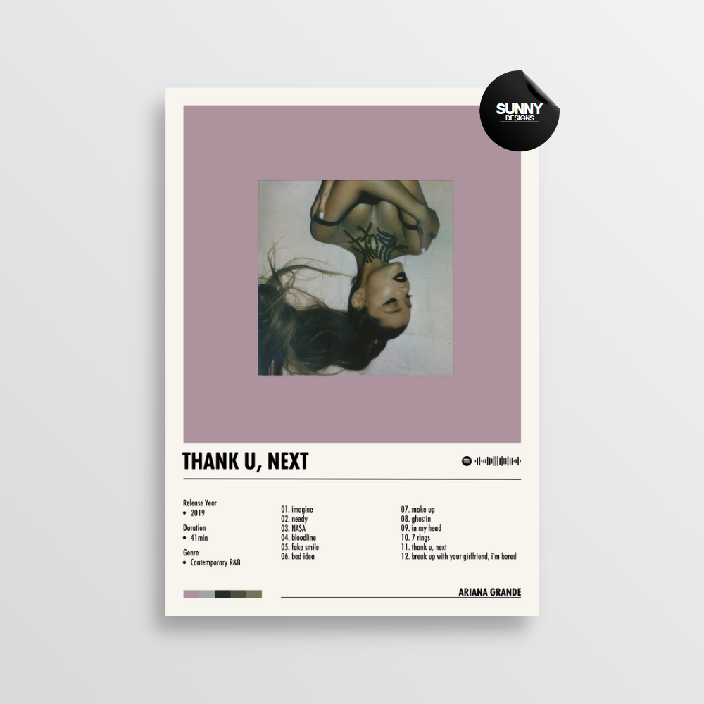 Ariana Grande thank u, next merch custom album cover poster music poster personalized gifts poster mockup poster template Sunny Designs Poster 