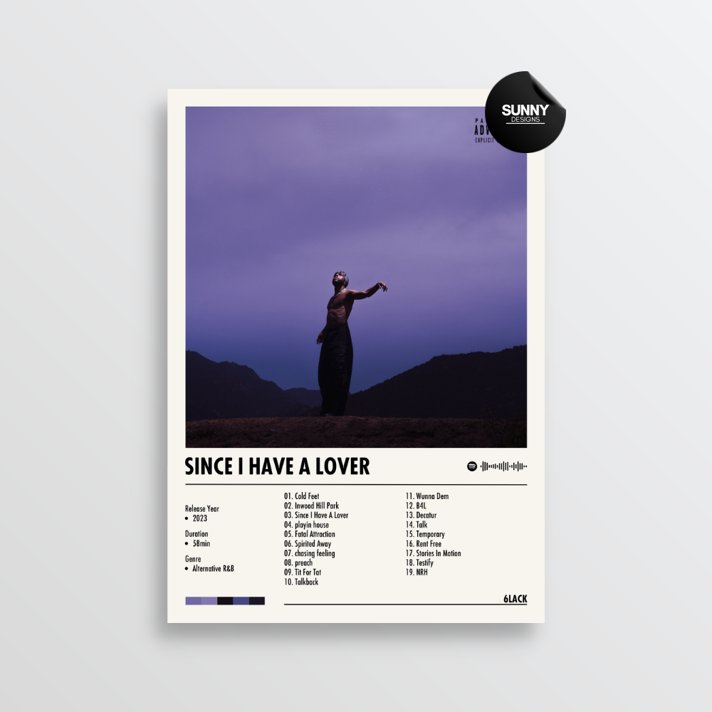 6LACK Since I Have A Lover merch custom album cover poster music poster personalized gifts poster mockup poster template album posters for wall Sunny Designs Poster 