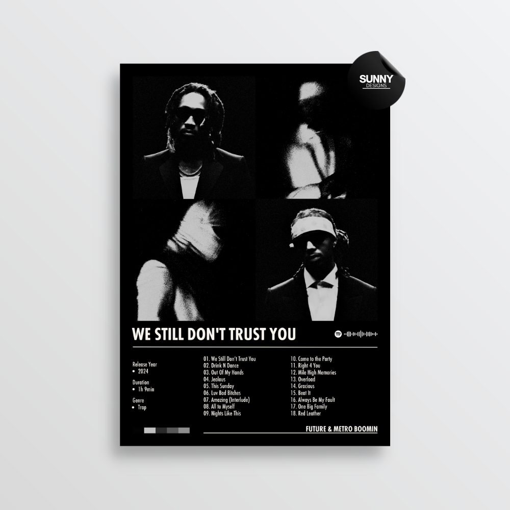 Future & Metro Boomin WE STILL DON'T TRUST YOU merch custom album cover poster music poster personalized gifts poster mockup poster template album posters for wall Sunny Designs Poster 