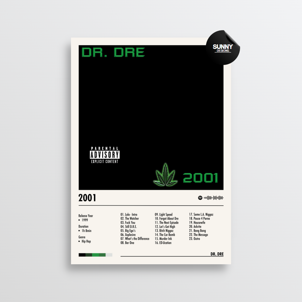 Dr. Dre 2001 merch custom album cover poster music poster personalized gifts poster mockup poster template Sunny Designs Poster 