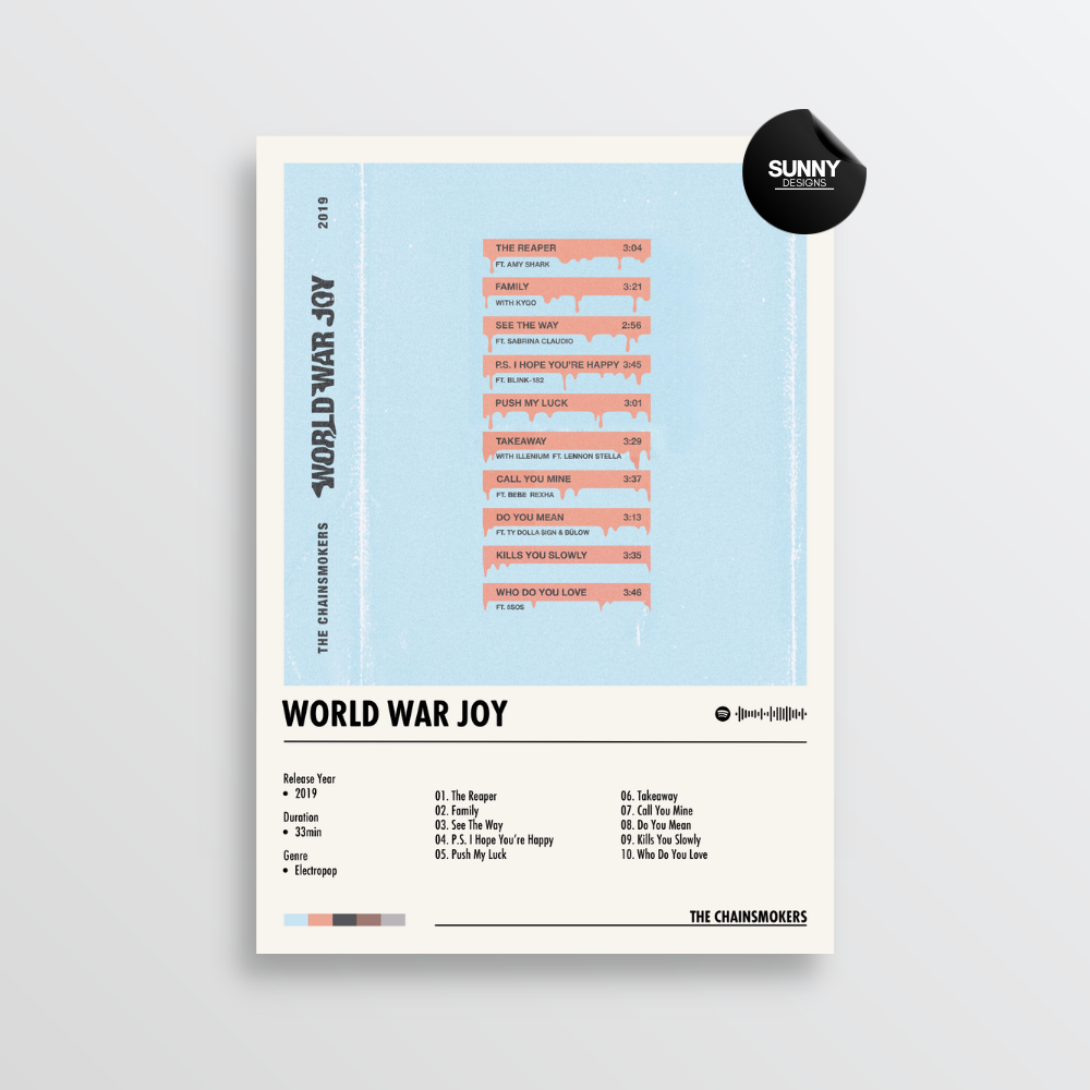 The Chainsmokers World War Joy merch custom album cover poster music poster personalized gifts poster mockup poster template album posters for wall Sunny Designs Poster 