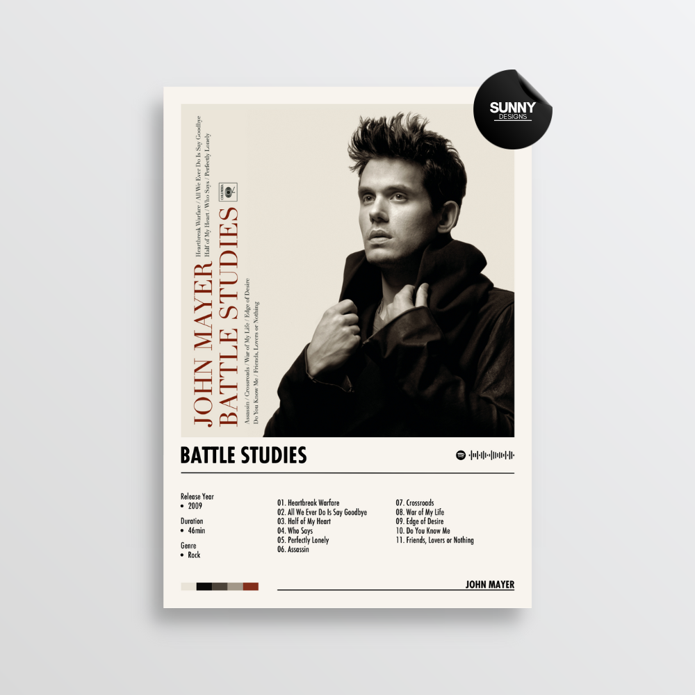 John Mayer Battle Studies merch custom album cover poster music poster personalized gifts poster mockup poster template album posters for wall Sunny Designs Poster 