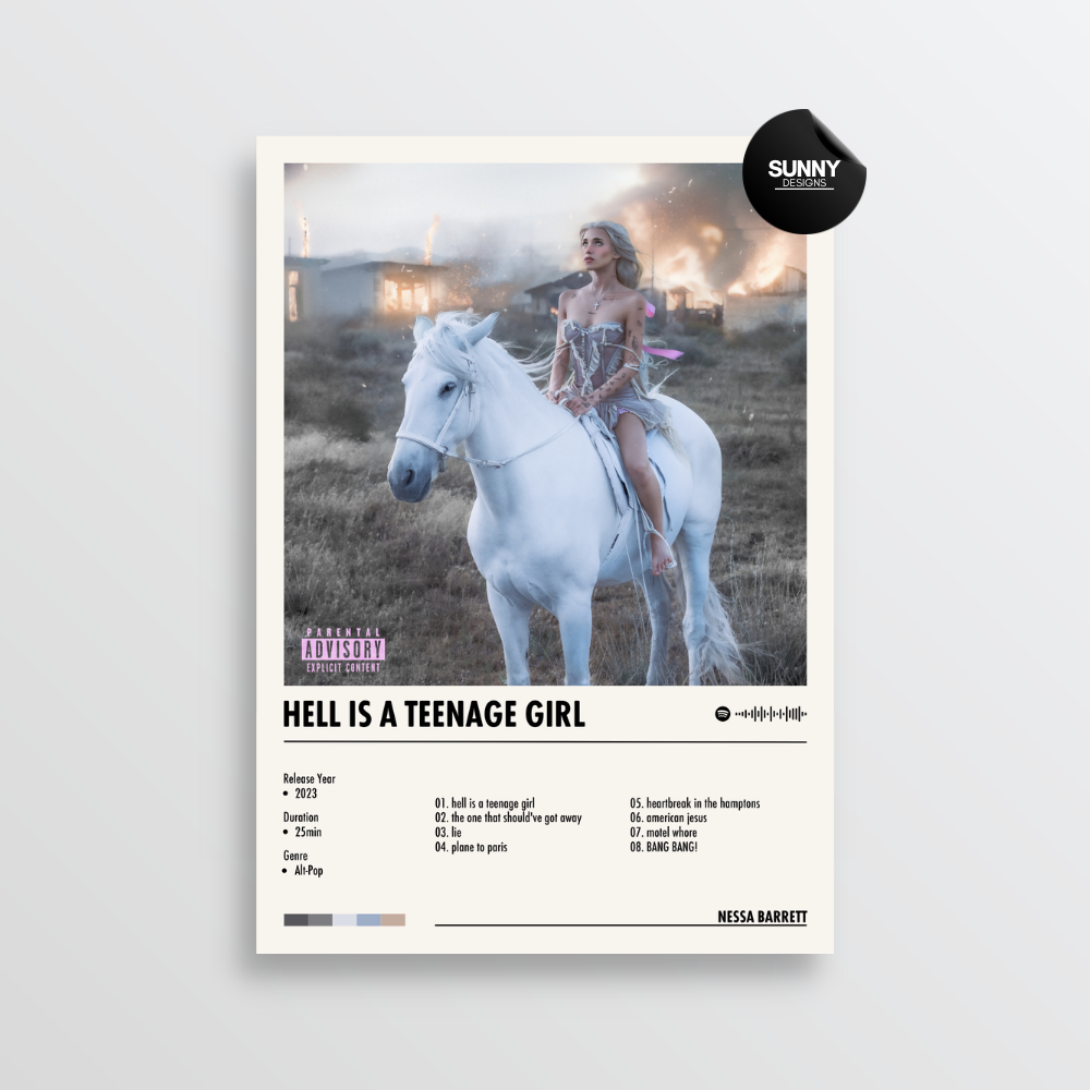 Nessa Barrett hell is a teenage girl merch custom album cover poster music poster personalized gifts poster mockup poster template album posters for wall Sunny Designs Poster 