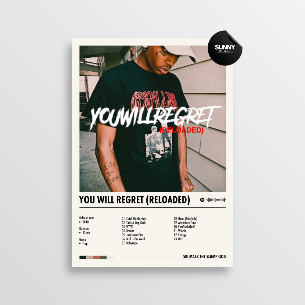 Ski Mask the Slump God You Will Regret (Reloaded) Ski Mask the Slump God You Will Regret (Reloaded) merch custom album cover poster music poster personalized gifts poster mockup poster template album posters for wall Sunny Designs Poster 