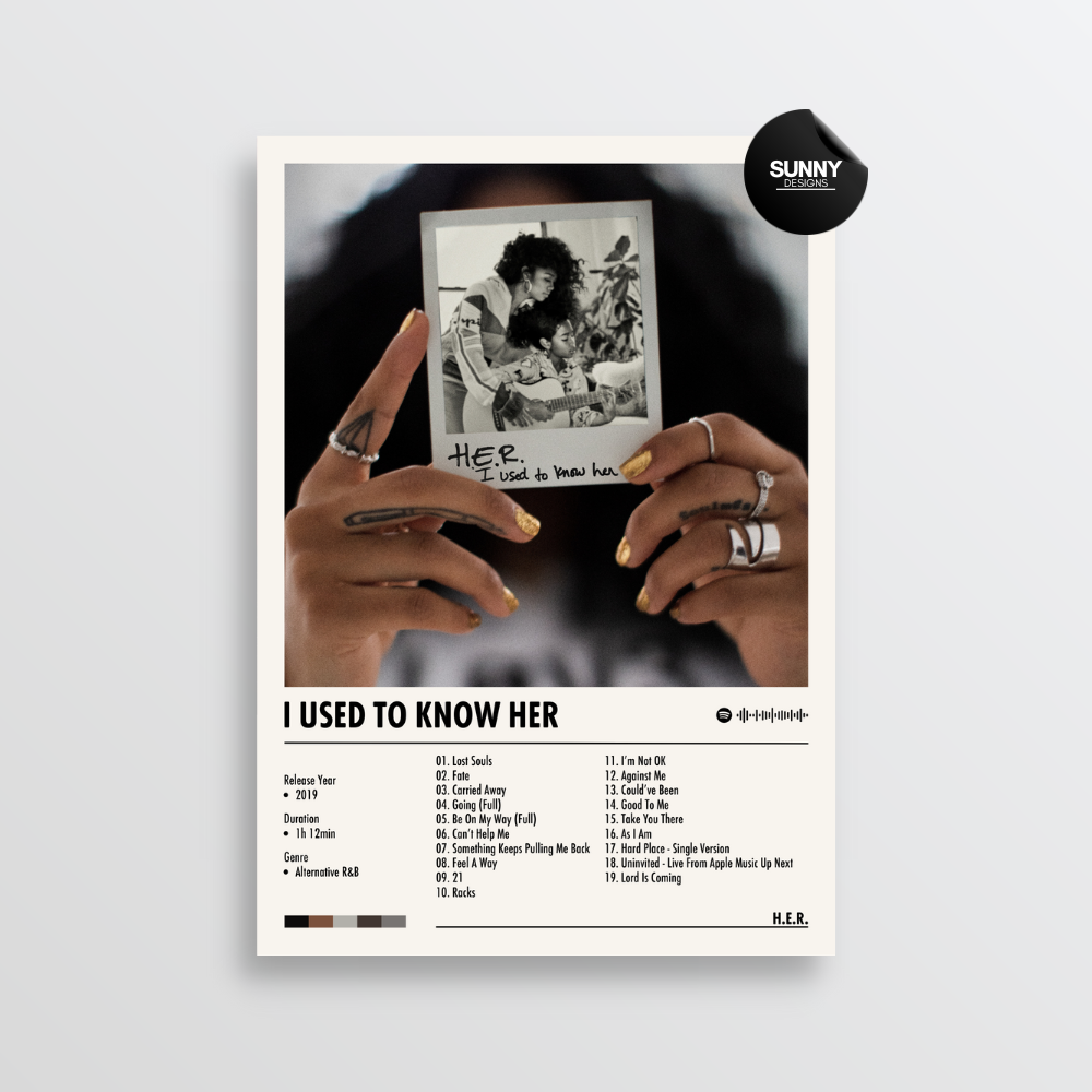 H.E.R. I Used To Know Her merch custom album cover poster music poster personalized gifts poster mockup poster template album posters for wall Sunny Designs Poster 