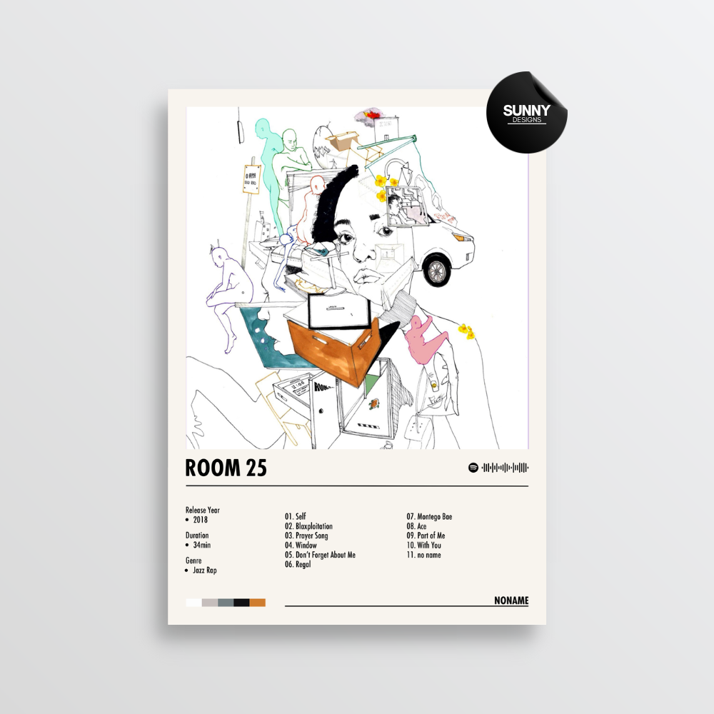 Noname Room 25 merch custom album cover poster music poster personalized gifts poster mockup poster template album posters for wall Sunny Designs Poster
