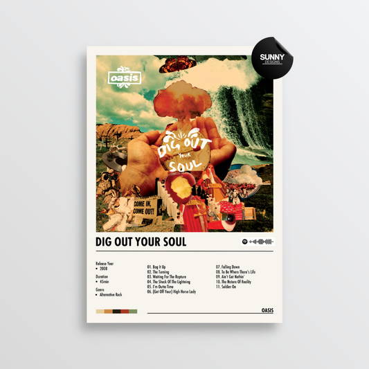 Oasis Dig Out Your Soul merch custom album cover poster music poster personalized gifts poster mockup poster template album posters for wall tracklist Sunny Designs Poster
