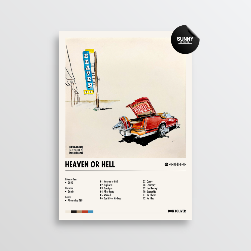 Don Toliver Heaven Or Hell merch custom album cover poster music poster personalized gifts poster mockup poster template album posters for wall Sunny Designs Poster 