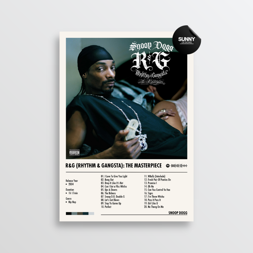 Snoop Dogg R G Rhythm Gangsta The Masterpiece Album Cover Poster