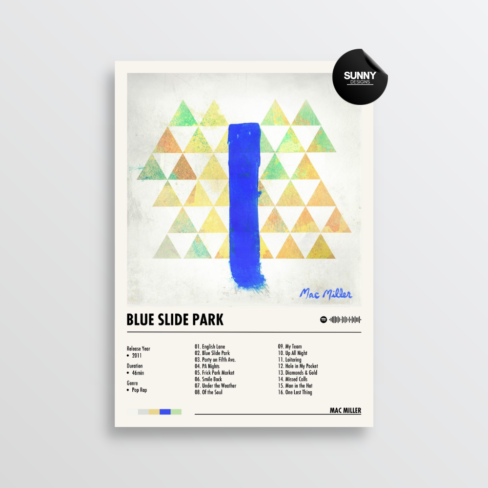 Mac Miller Blue Slide Park merch custom album cover poster music poster personalized gifts poster mockup poster template album posters for wall Sunny Designs Poster 