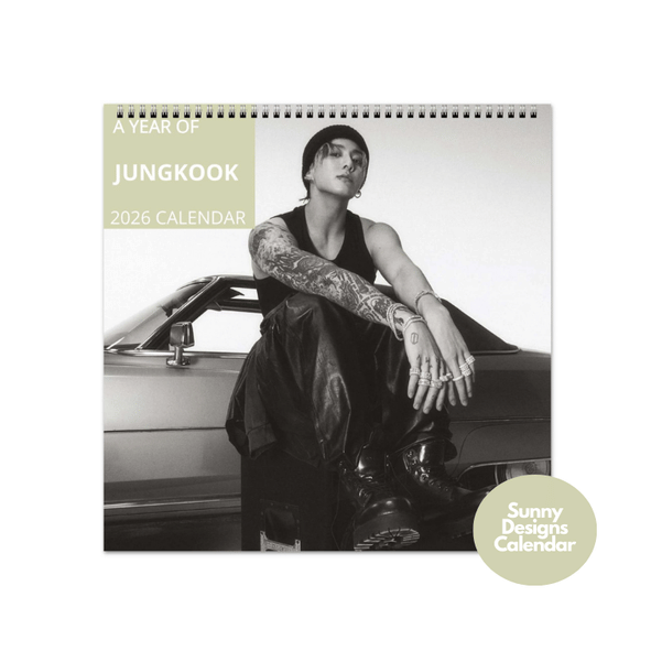 Jungkook BTS 2026 Wall Calendar - Sunny Designs Posters Celebrity Wall Art - Unique Gift - Celebrity Calendar Planner Desk