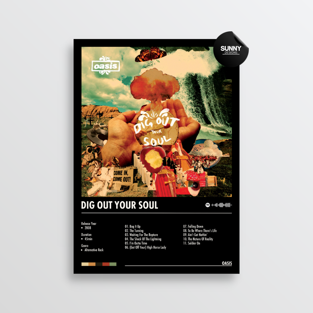 Oasis Dig Out Your Soul merch custom album cover poster music poster personalized gifts poster mockup poster template album posters for wall tracklist Sunny Designs Poster
