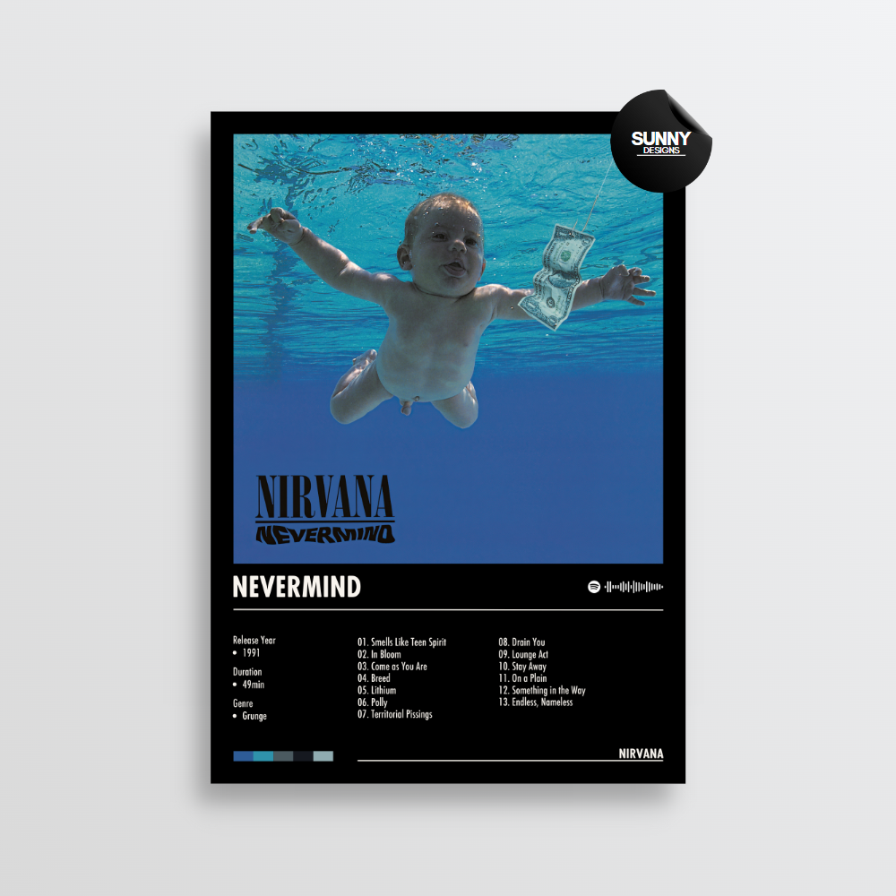 Nirvana Nevermind merch custom album cover poster music poster personalized gifts poster mockup poster template Sunny Designs Poster