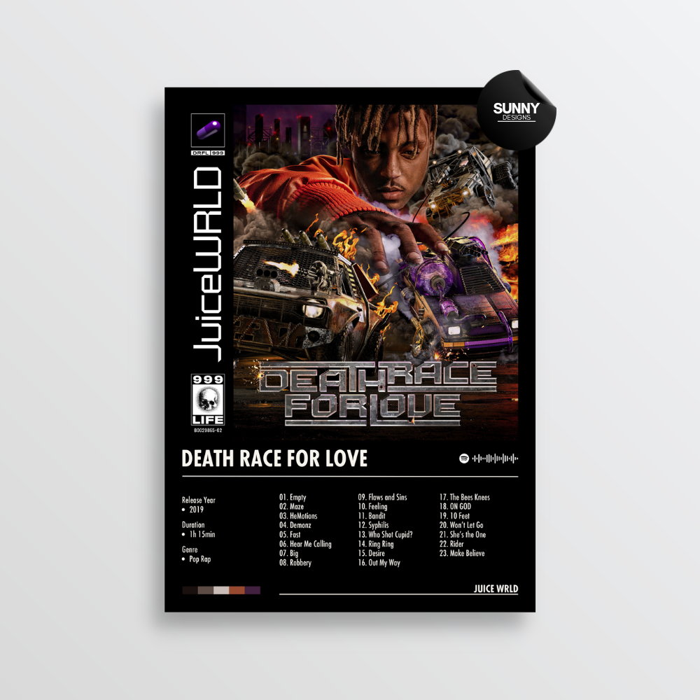 Juice WRLD Death Race For Love Album Cover Poster Sunny Designs juice-wrld-death-race-for-love-album-cover-poster-sunny-designs