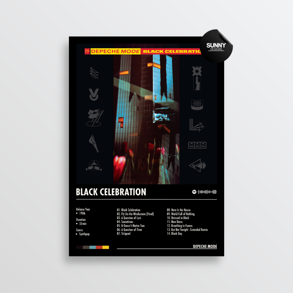 Depeche Mode Black Celebration merch custom album cover poster music poster personalized gifts poster mockup poster template album posters for wall tracklist Sunny Designs Poster
