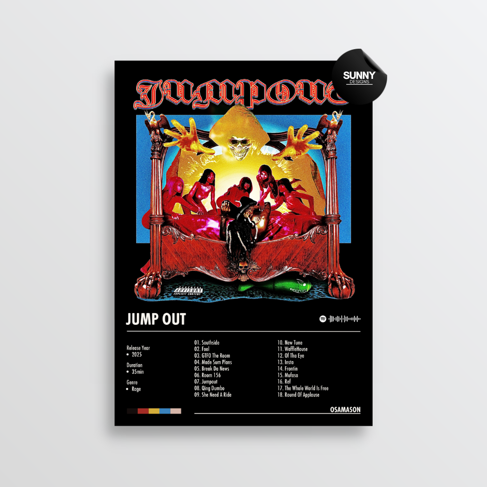 OsamaSon Jump Out  tracklist merch custom album cover poster music poster personalized gifts poster mockup poster template album posters for wall Sunny Designs Poster 