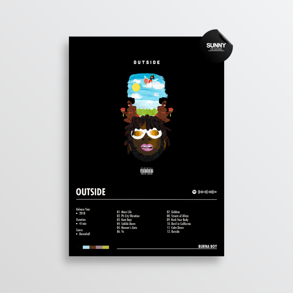 Burna Boy Outside merch custom album cover poster music poster personalized gifts poster mockup poster template album posters for wall Sunny Designs Poster 