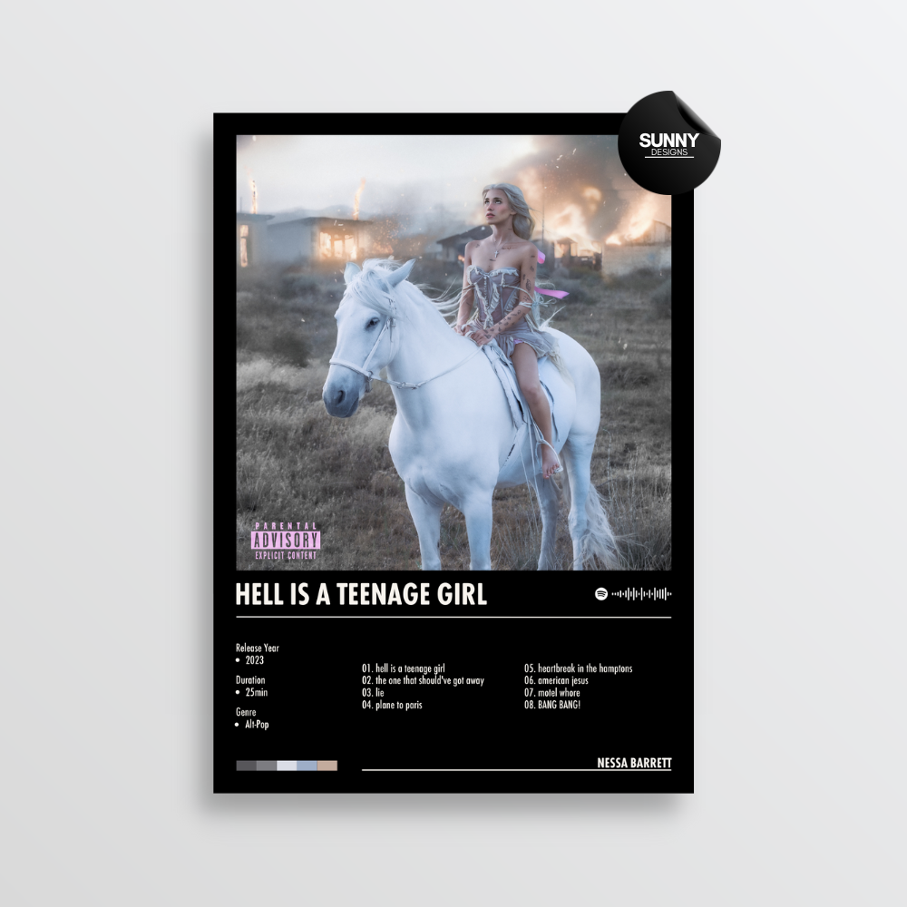 Nessa Barrett hell is a teenage girl merch custom album cover poster music poster personalized gifts poster mockup poster template album posters for wall Sunny Designs Poster 