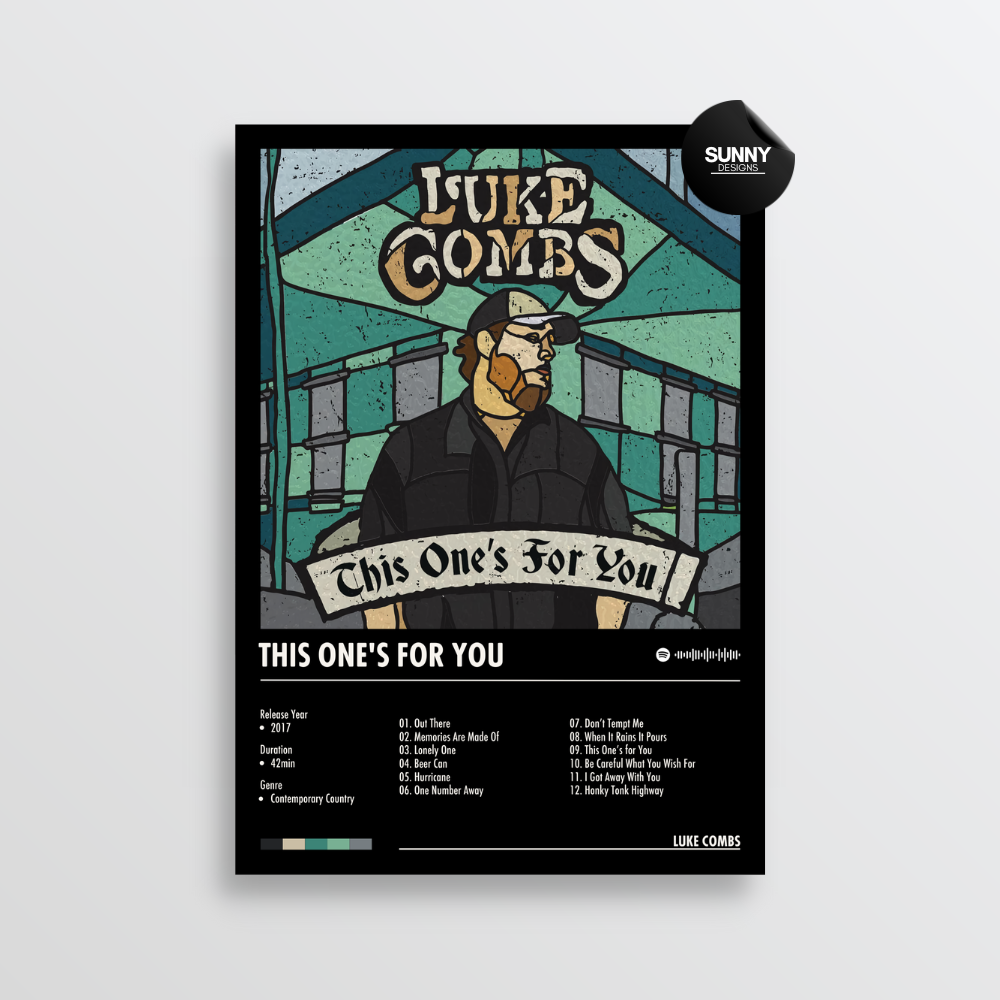 Luke Combs This One's for You merch custom album cover poster music poster personalized gifts poster mockup poster template album posters for wall tracklist Sunny Designs Poster
