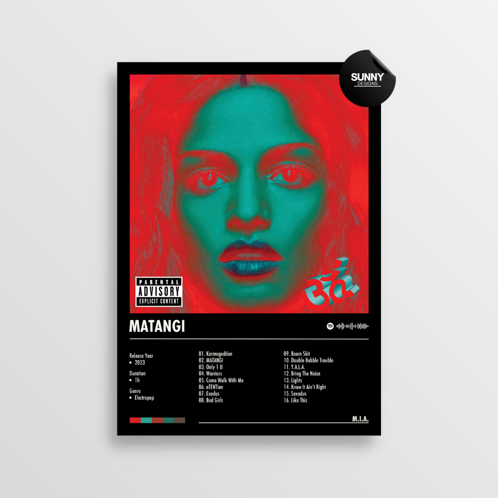 M.I.A. MIA Matangi merch custom album cover poster music poster personalized gifts poster mockup poster template album posters for wall Sunny Designs Poster 