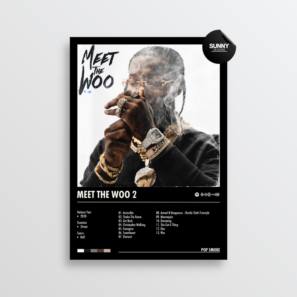 Pop Smoke Meet The Woo 2 merch custom album cover poster music poster personalized gifts poster mockup poster template album posters for wall Sunny Designs Poster 