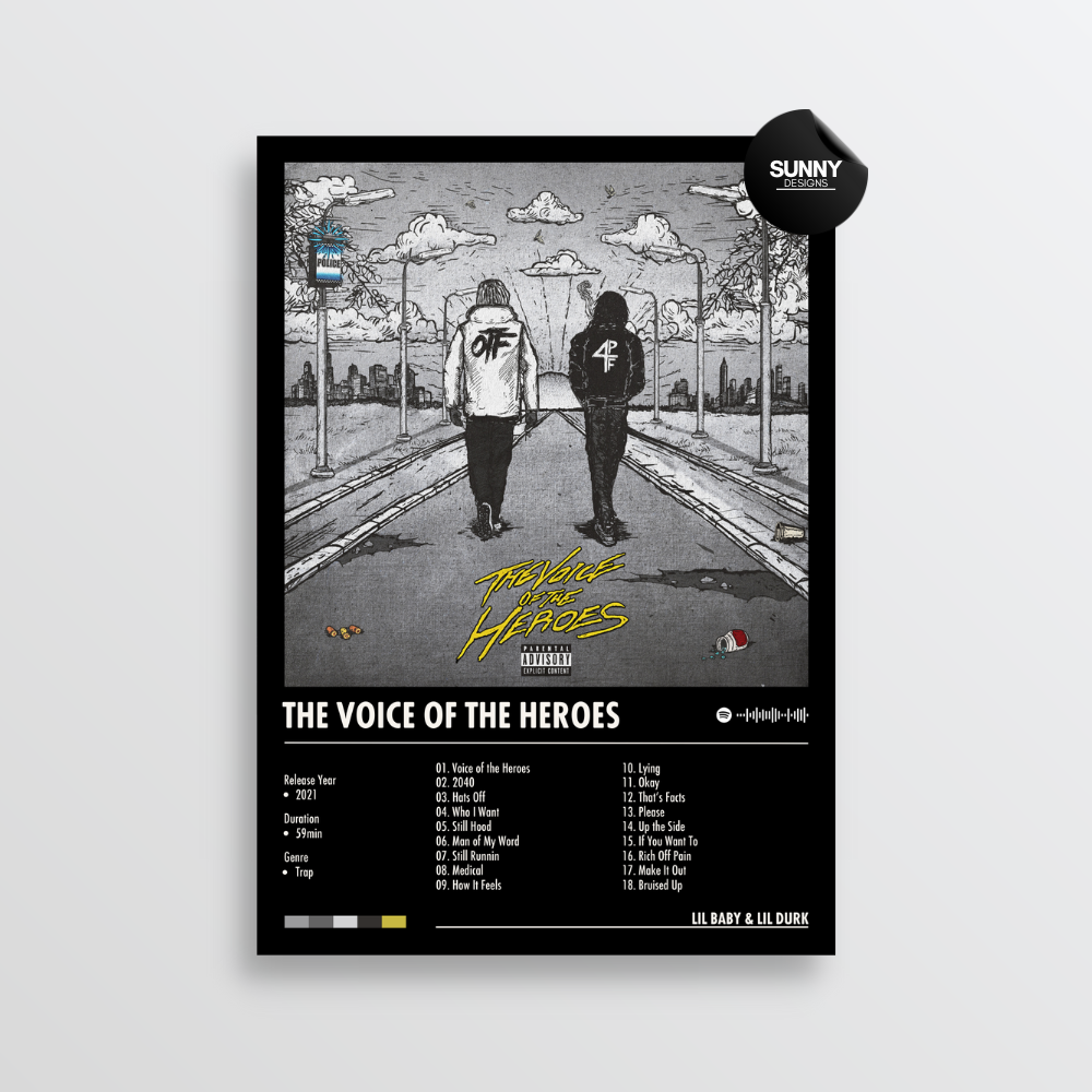 Lil Baby Lil Durk The Voice of the Heroes merch custom album cover poster music poster personalized gifts poster mockup poster template album posters for wall tracklist Sunny Designs Poster
