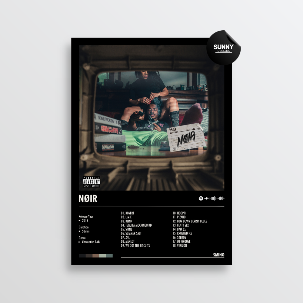 Smino NOIR merch custom album cover poster music poster personalized gifts poster mockup poster template album posters for wall Sunny Designs Poster
