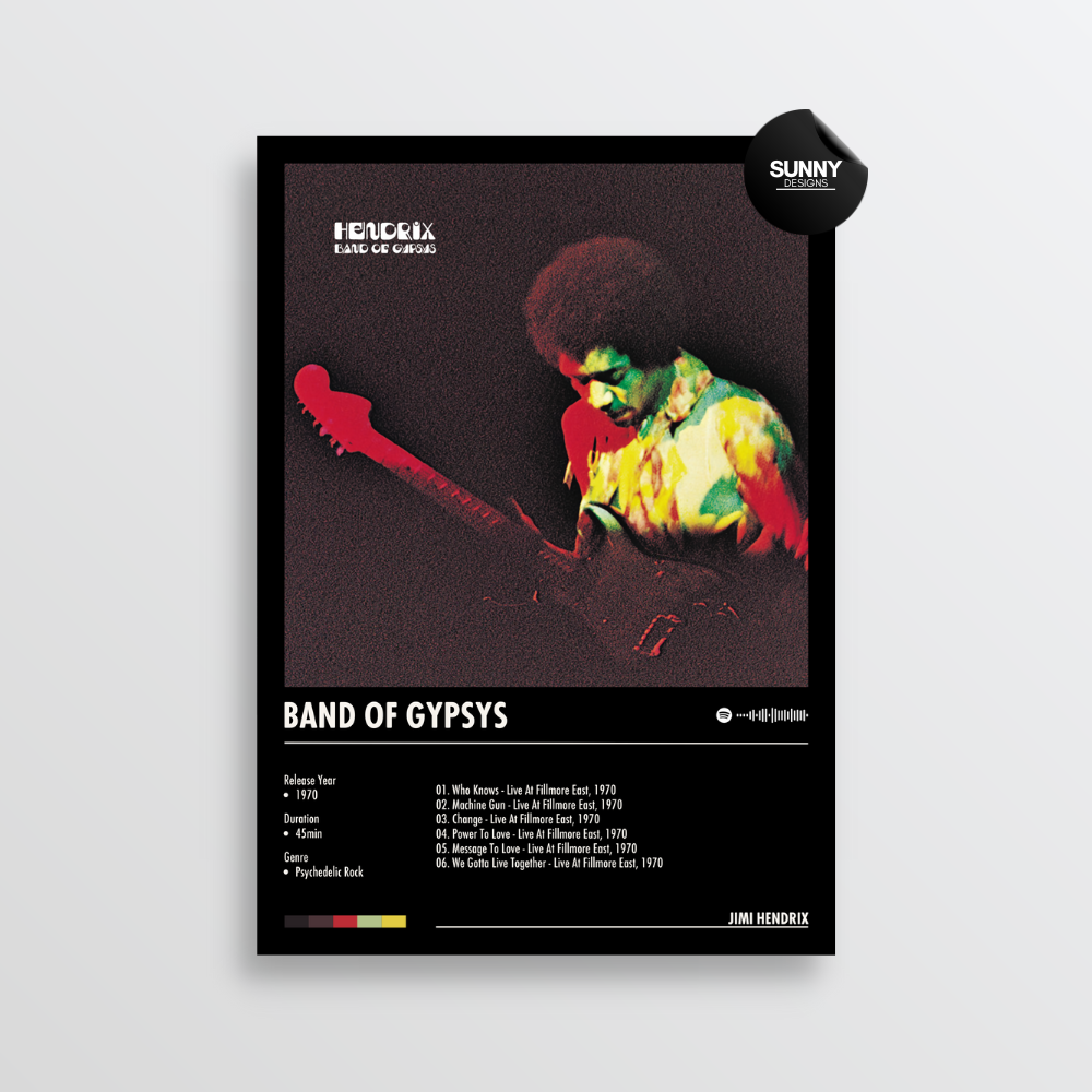 Jimi Hendrix Band Of Gypsys merch custom album cover poster music poster personalized gifts poster mockup poster template album posters for wall Sunny Designs Poster 