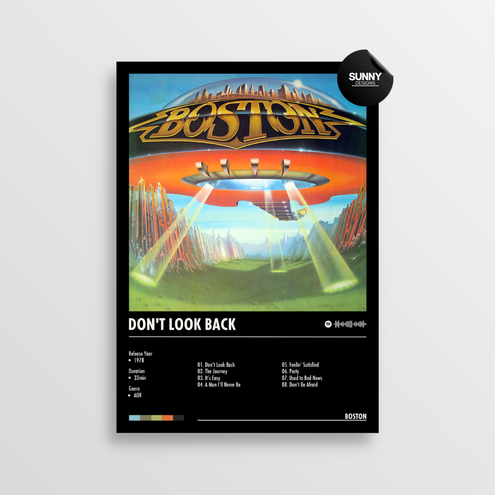 Boston Don't Look Back merch custom album cover poster music poster personalized gifts poster mockup poster template album posters for wall Sunny Designs Poster
