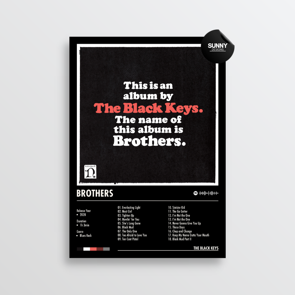 The Black Keys Brothers merch custom album cover poster music poster personalized gifts poster mockup poster template album posters for wall Sunny Designs Poster
