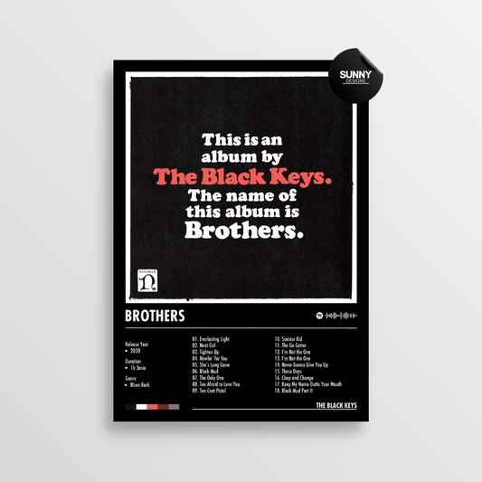 The Black Keys Brothers merch custom album cover poster music poster personalized gifts poster mockup poster template album posters for wall Sunny Designs Poster
