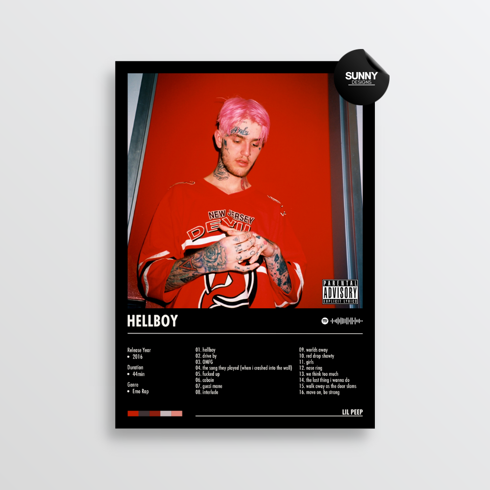 Lil Peep HELLBOY merch custom album cover poster music poster personalized gifts poster mockup poster template album posters for wall Sunny Designs Poster 